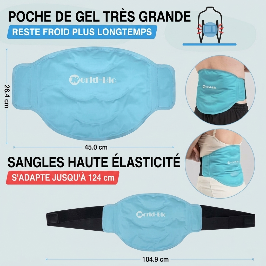 Ceinture Gel Glacée Anti-Douleur – Soulagement Rapide du Dos et du Ventre